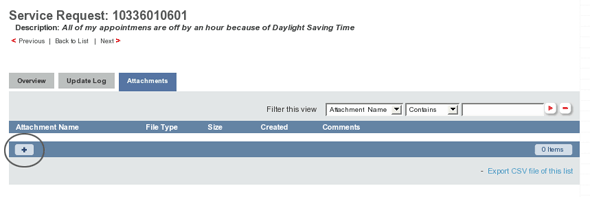 Screen shot of attachment add button